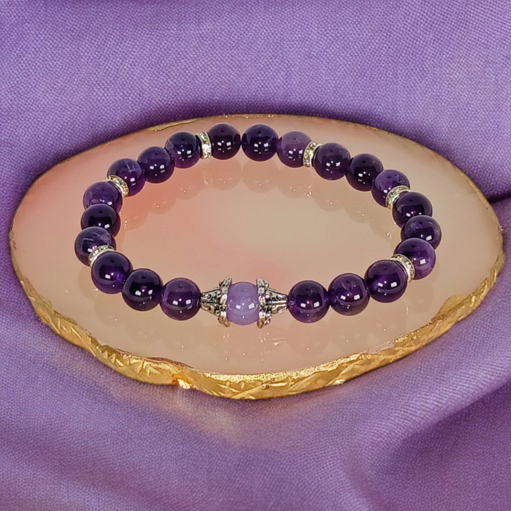 Amethyst Morganite Mala Bracelet  Royalcore Queencore Princesscore Glam Luxe 00s